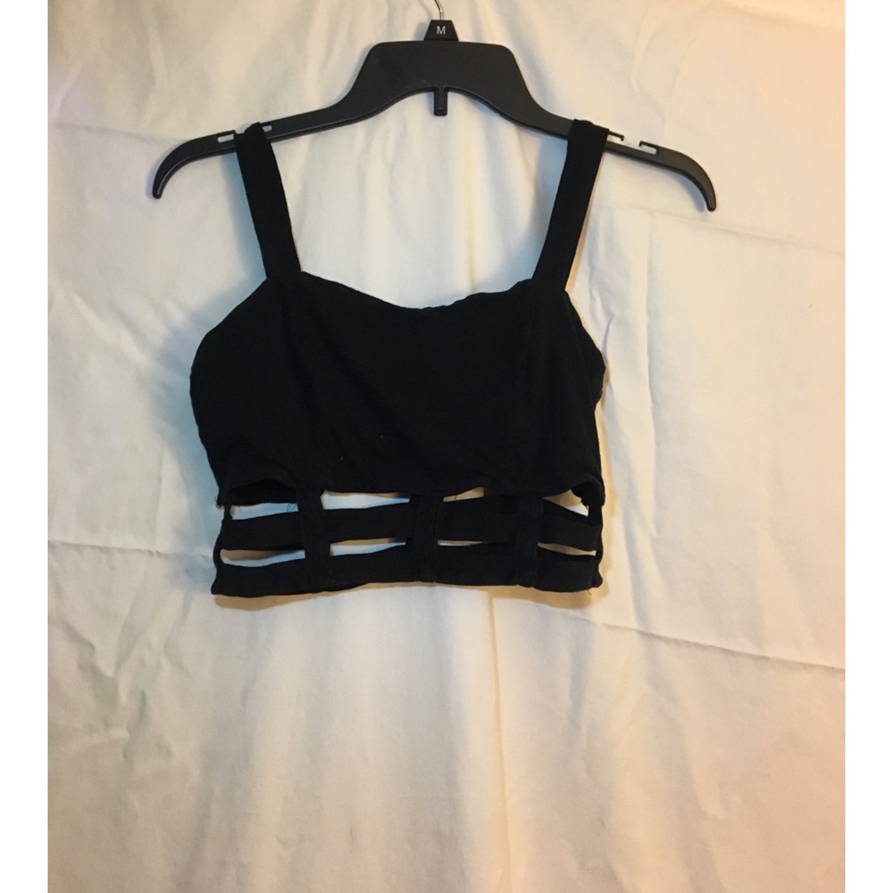 Black cutout crop top